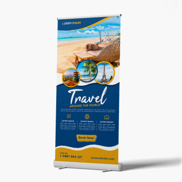 Adjustable Double-Foot Retractable Banner Stand With Print