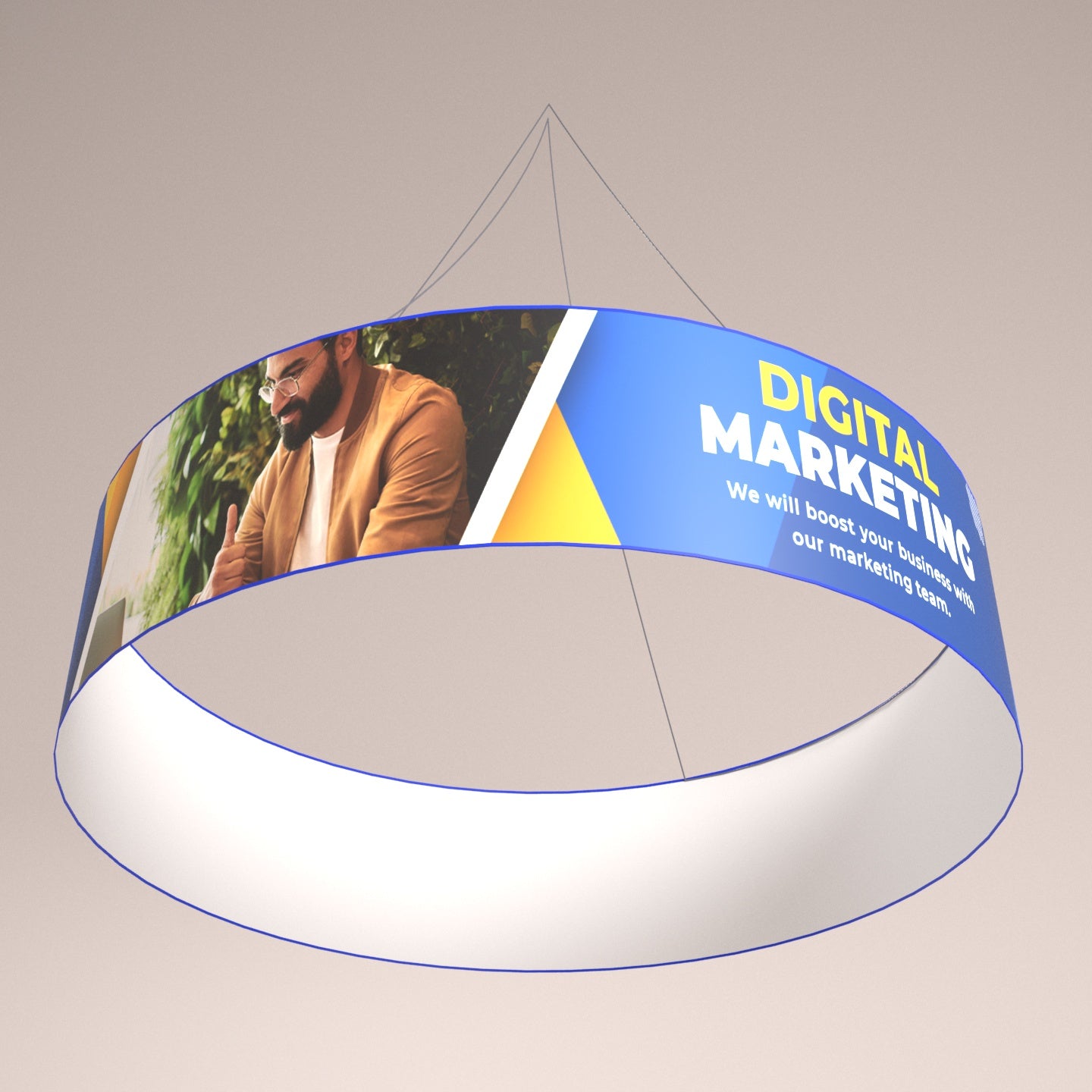 Round Trade Show Hanging Sign